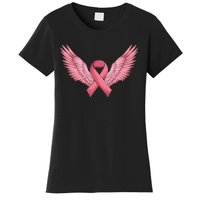 Pink Ribbon Angel Wings Breast Cancer Awareness Month Women Health Care Support Women's T-Shirt