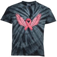 Pink Ribbon Angel Wings Breast Cancer Awareness Month Women Health Care Support Kids Tie-Dye T-Shirt