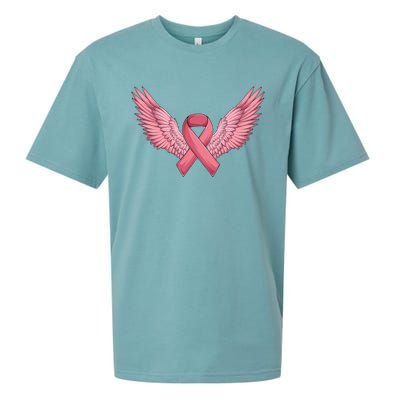 Pink Ribbon Angel Wings Breast Cancer Awareness Month Women Health Care Support Sueded Cloud Jersey T-Shirt