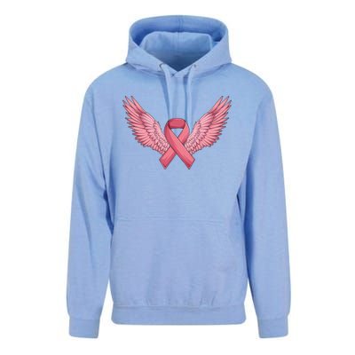 Pink Ribbon Angel Wings Breast Cancer Awareness Month Women Health Care Support Unisex Surf Hoodie