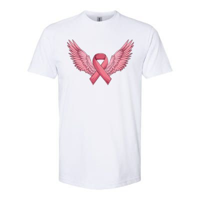 Pink Ribbon Angel Wings Breast Cancer Awareness Month Women Health Care Support Softstyle CVC T-Shirt