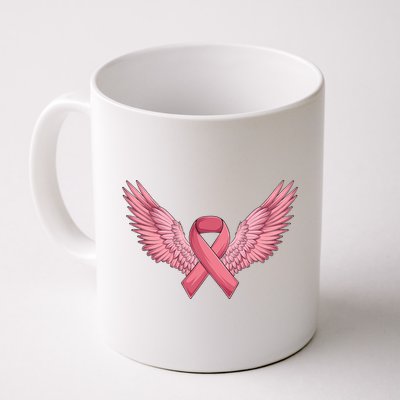 Pink Ribbon Angel Wings Breast Cancer Awareness Month Women Health Care Support Coffee Mug