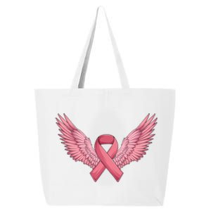 Pink Ribbon Angel Wings Breast Cancer Awareness Month Women Health Care Support 25L Jumbo Tote