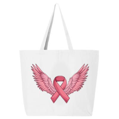 Pink Ribbon Angel Wings Breast Cancer Awareness Month Women Health Care Support 25L Jumbo Tote