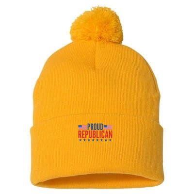 Proud Republican American Pom Pom 12in Knit Beanie