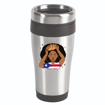 Puerto Rican Afro Hair Latina Melanin Pride Crown 16oz Travel Tumbler