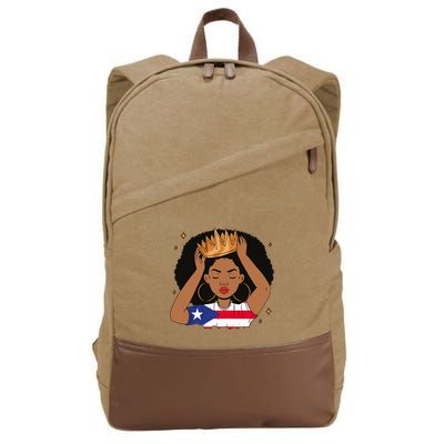 Puerto Rican Afro Hair Latina Melanin Pride Crown Cotton Canvas Backpack