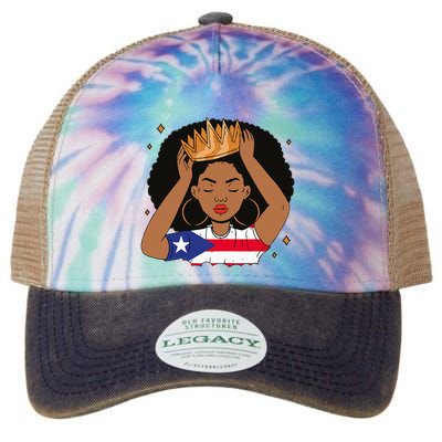 Puerto Rican Afro Hair Latina Melanin Pride Crown Legacy Tie Dye Trucker Hat