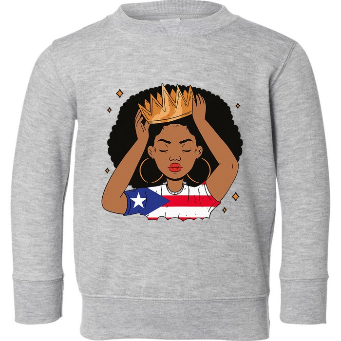 Puerto Rican Afro Hair Latina Melanin Pride Crown Toddler Sweatshirt