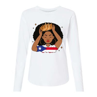 Puerto Rican Afro Hair Latina Melanin Pride Crown Womens Cotton Relaxed Long Sleeve T-Shirt