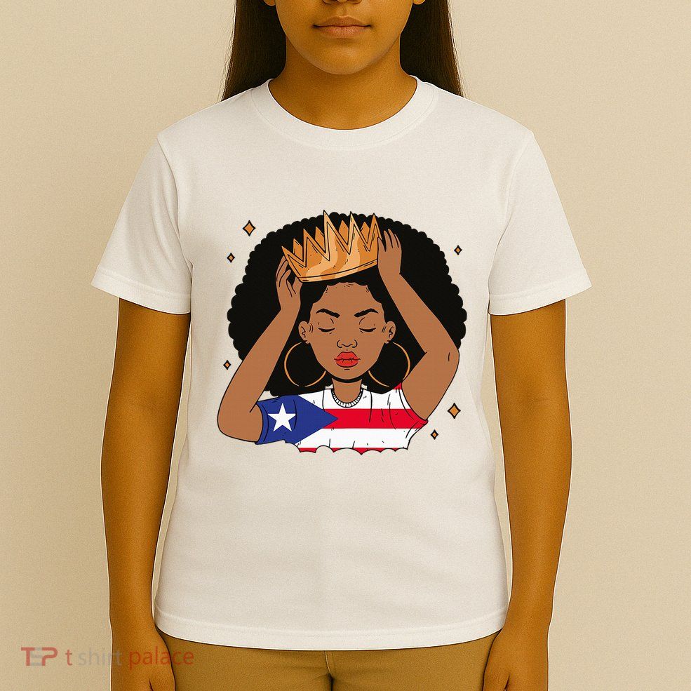 Puerto Rican Afro Hair Latina Melanin Pride Crown T-Shirt