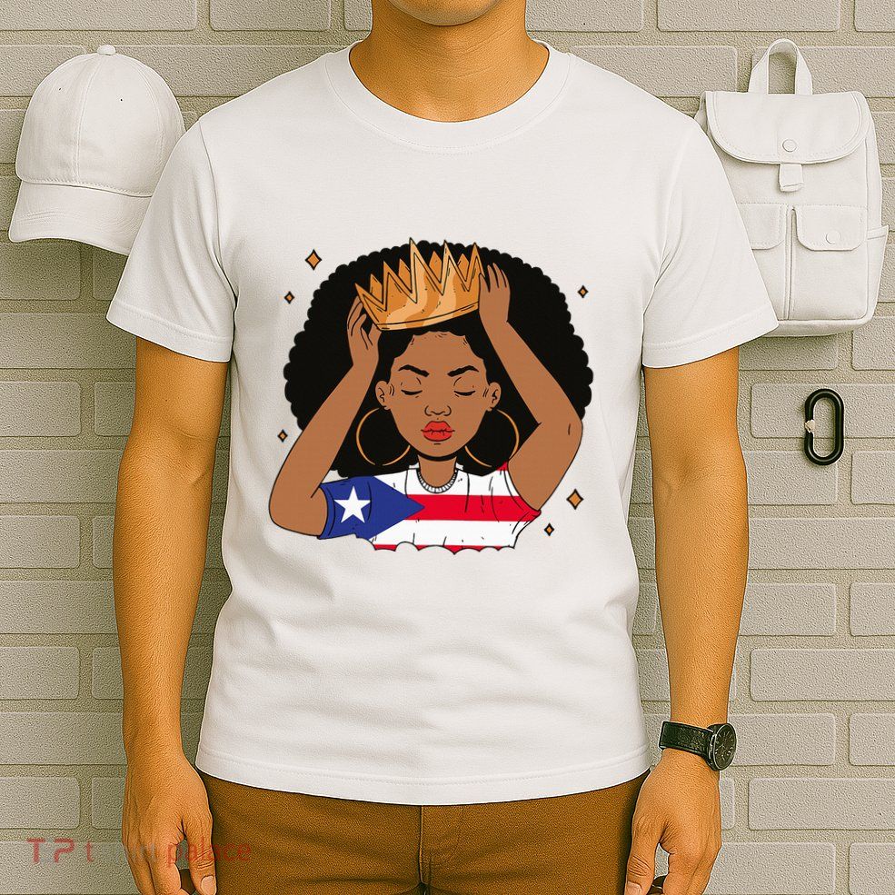 Puerto Rican Afro Hair Latina Melanin Pride Crown T-Shirt