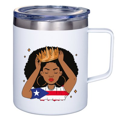 Puerto Rican Afro Hair Latina Melanin Pride Crown 12oz Stainless Steel Coffee Mug