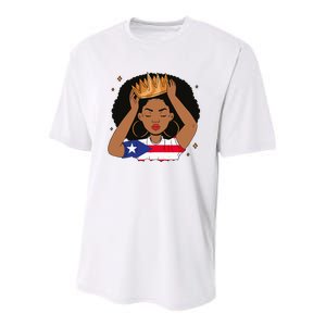 Puerto Rican Afro Hair Latina Melanin Pride Crown Youth Performance Sprint T-Shirt