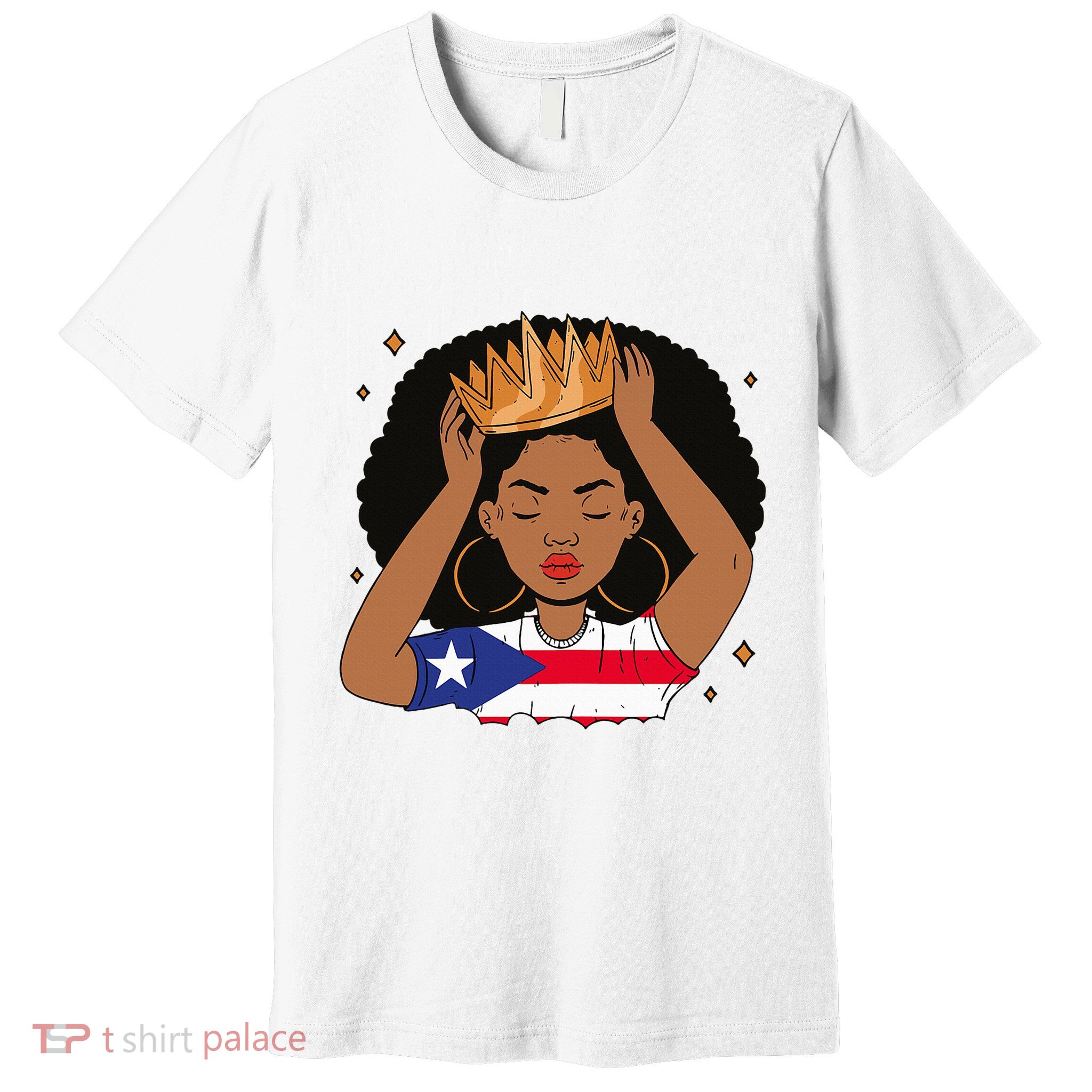 Puerto Rican Afro Hair Latina Melanin Pride Crown Premium T-Shirt