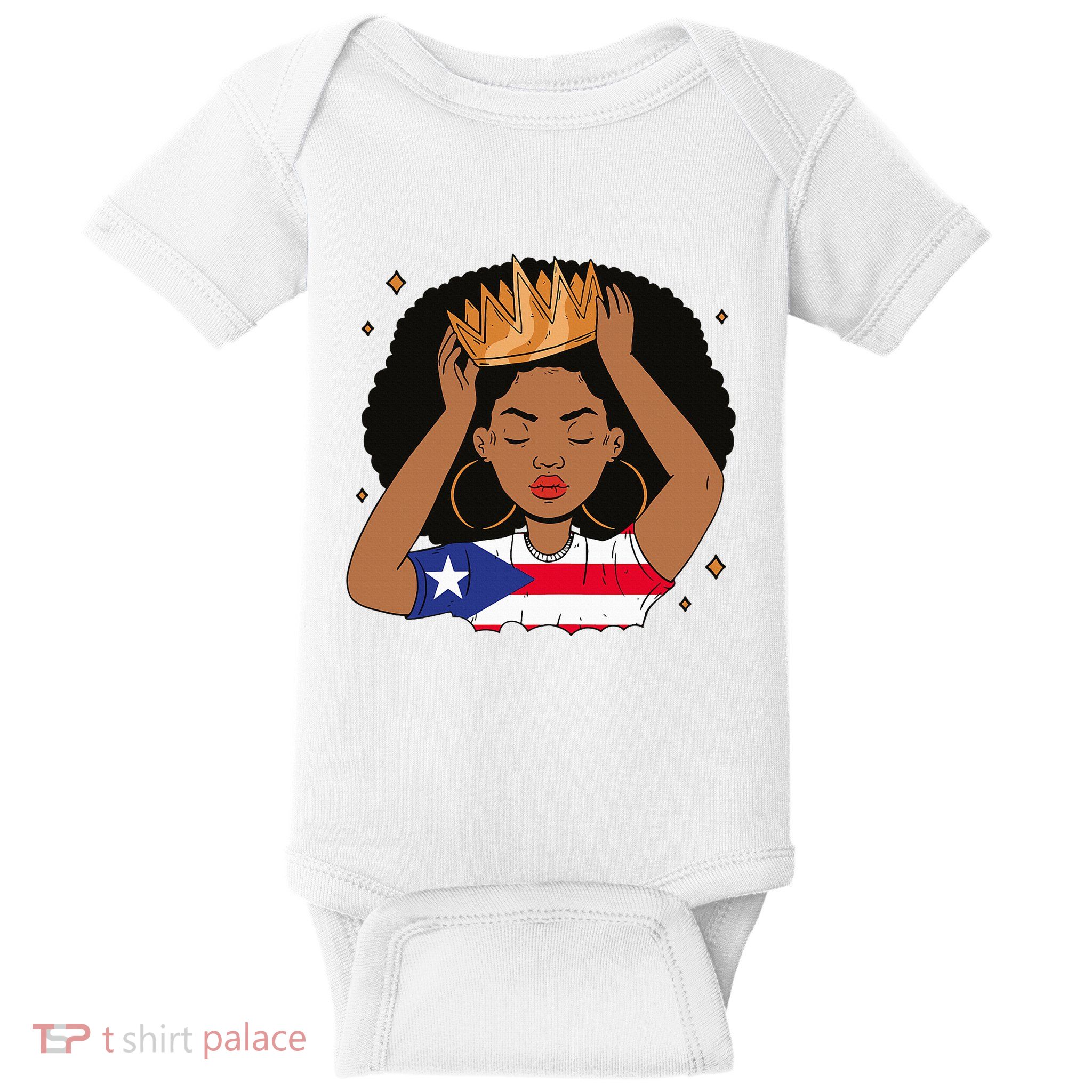 Puerto Rican Afro Hair Latina Melanin Pride Crown Baby Bodysuit