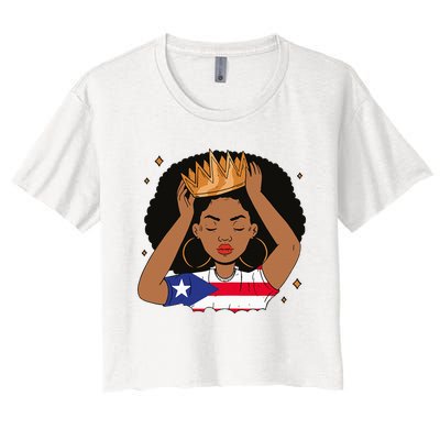 Puerto Rican Afro Hair Latina Melanin Pride Crown Women's Crop Top Tee