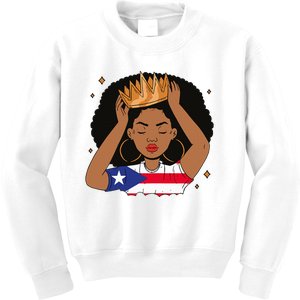 Puerto Rican Afro Hair Latina Melanin Pride Crown Kids Sweatshirt