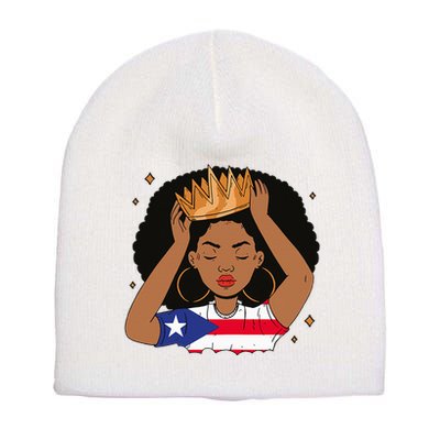 Puerto Rican Afro Hair Latina Melanin Pride Crown Short Acrylic Beanie