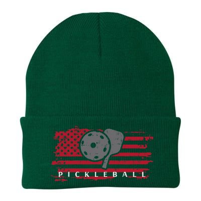 Pickleball Red American Flag Pickle Ball Knit Cap Winter Beanie