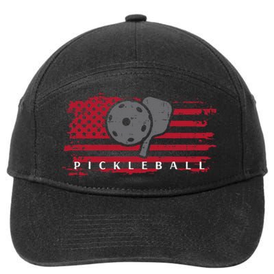 Pickleball Red American Flag Pickle Ball 7-Panel Snapback Hat