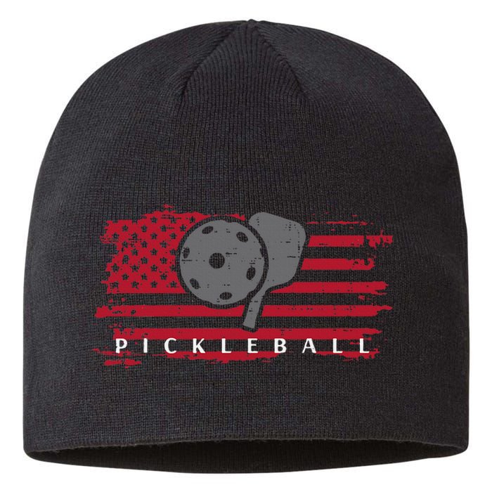 Pickleball Red American Flag Pickle Ball Sustainable Beanie