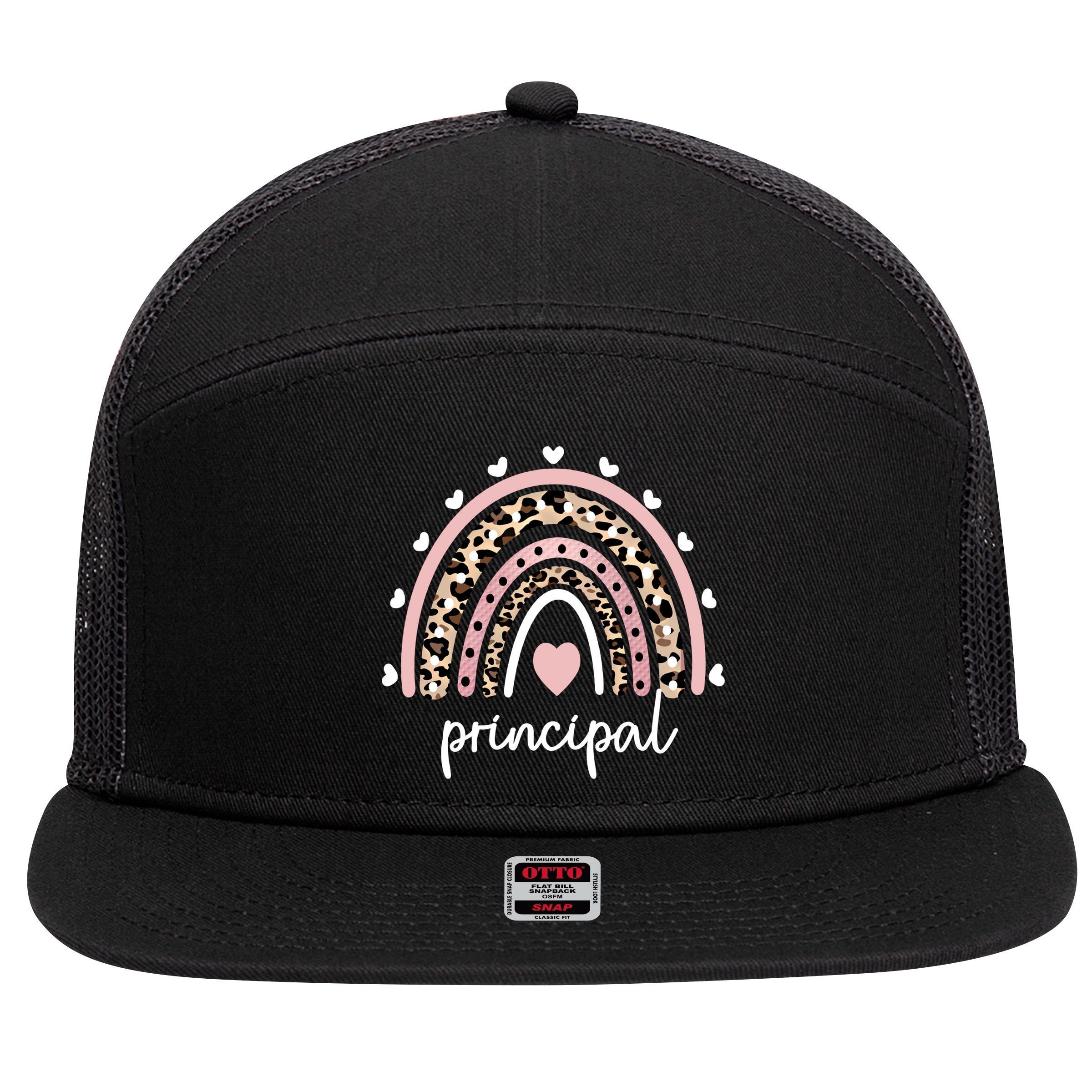 Principal Rainbow Appreciation School Principal Gift 7 Panel Mesh Trucker Snapback Hat