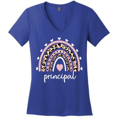 Principal Rainbow Appreciation School Principal Gift Women's V-Neck T-Shirt