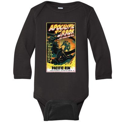 Pacific Rim – Apocalyptic Terror Rises Retro Poster Baby Long Sleeve Bodysuit