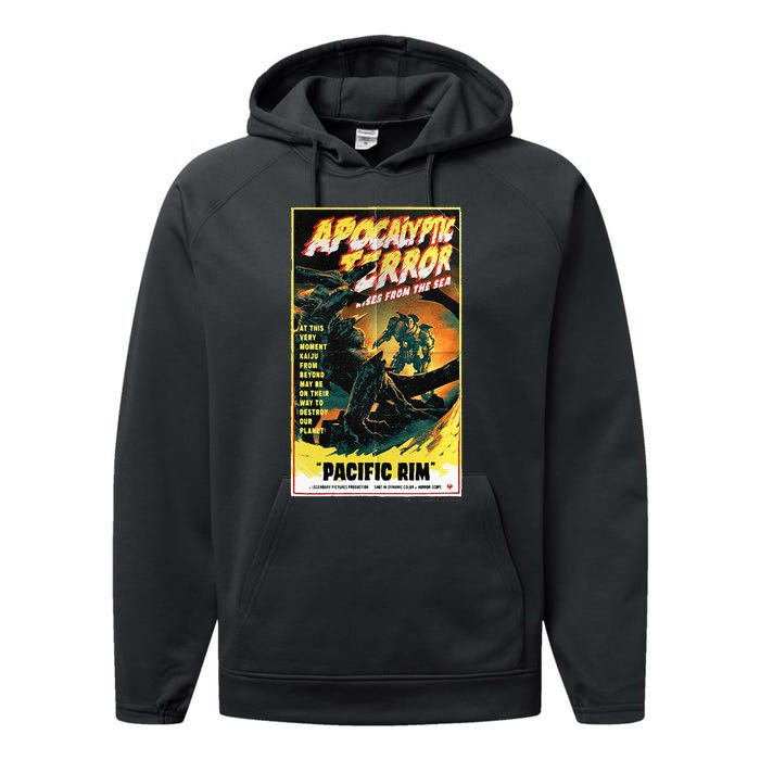 Pacific Rim – Apocalyptic Terror Rises Retro Poster Performance Fleece Hoodie