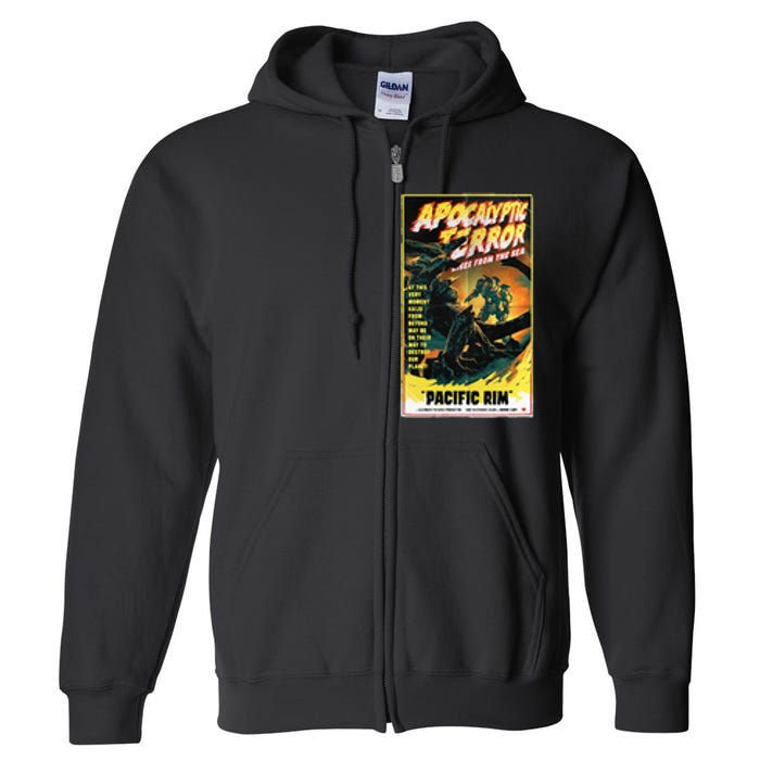 Pacific Rim – Apocalyptic Terror Rises Retro Poster Full Zip Hoodie