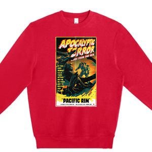 Pacific Rim – Apocalyptic Terror Rises Retro Poster Premium Crewneck Sweatshirt