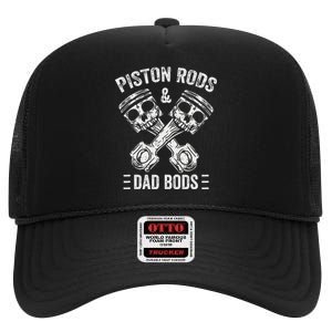 Piston Rods And Dad Bods Diesel Car Mechanic Garage Auto High Crown Mesh Back Trucker Hat