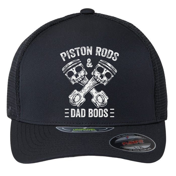 Piston Rods And Dad Bods Diesel Car Mechanic Garage Auto Flexfit Unipanel Trucker Cap