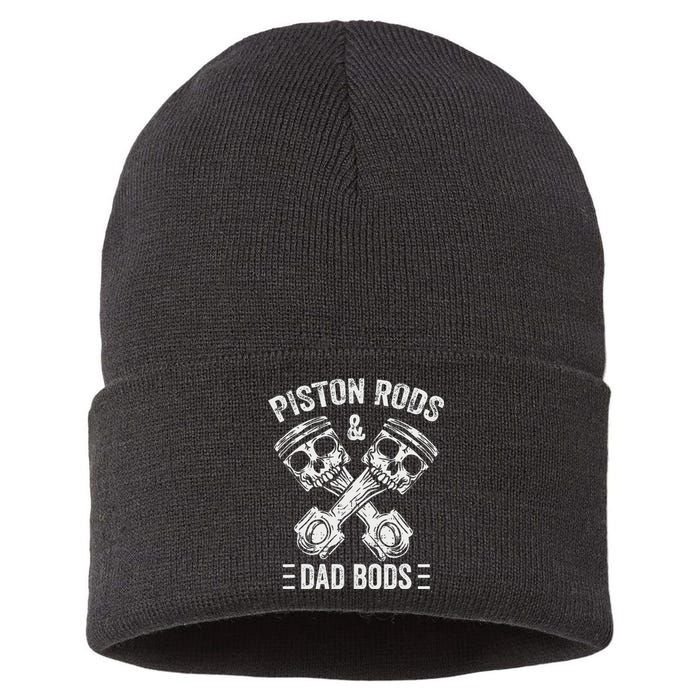 Piston Rods And Dad Bods Diesel Car Mechanic Garage Auto Sustainable Knit Beanie