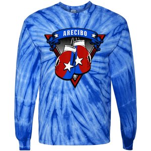 Puerto Rican Arecibo Puerto Rico Boxing Gloves Tie-Dye Long Sleeve Shirt