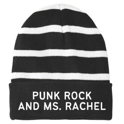 Punk Rock And Ms Rachel Funny Ms Rachel Parent Striped Beanie with Solid Band