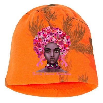 Pink Ribbon Afro Flowers Hair Black Queen Breast Cancer Kati - Camo Knit Beanie