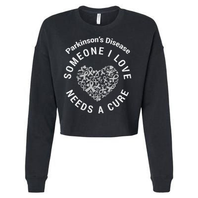 Parkinson's Raise Awareness Need Cure Love Family Support Cropped Pullover Crew