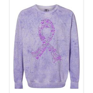 Purple Ribbon Awarene Cancer Fight Warrior Colorblast Crewneck Sweatshirt