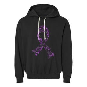 Purple Ribbon Awarene Cancer Fight Warrior Garment-Dyed Fleece Hoodie