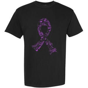 Purple Ribbon Awarene Cancer Fight Warrior Garment-Dyed Heavyweight T-Shirt