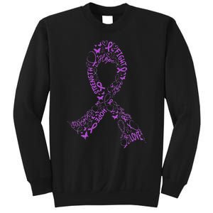 Purple Ribbon Awarene Cancer Fight Warrior Sweatshirt