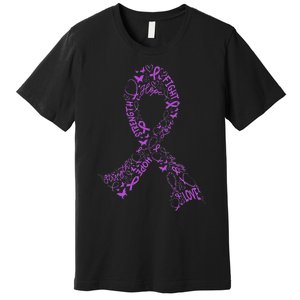 Purple Ribbon Awarene Cancer Fight Warrior Premium T-Shirt