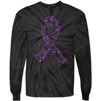 Purple Ribbon Awarene Cancer Fight Warrior Tie-Dye Long Sleeve Shirt