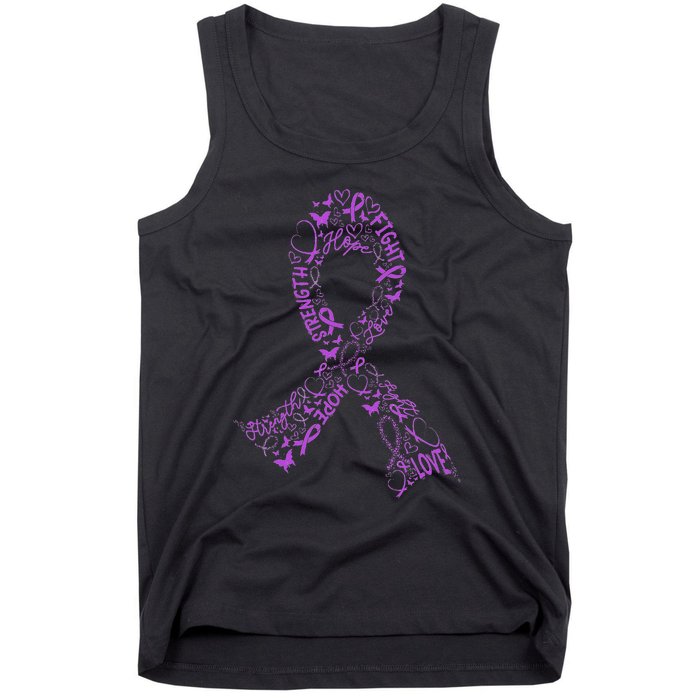 Purple Ribbon Awarene Cancer Fight Warrior Tank Top