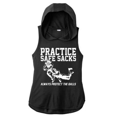 Practice Safe Sacks Funny Football Ladies PosiCharge Tri-Blend Wicking Draft Hoodie Tank