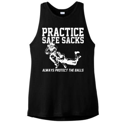 Practice Safe Sacks Funny Football Ladies PosiCharge Tri-Blend Wicking Tank