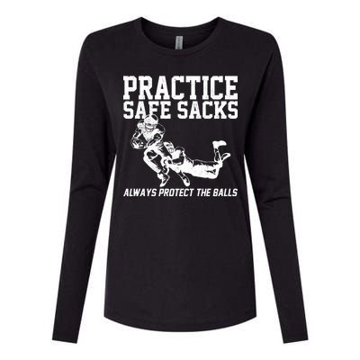 Practice Safe Sacks Funny Football Womens Cotton Relaxed Long Sleeve T-Shirt