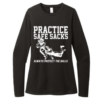 Practice Safe Sacks Funny Football Womens CVC Long Sleeve Shirt